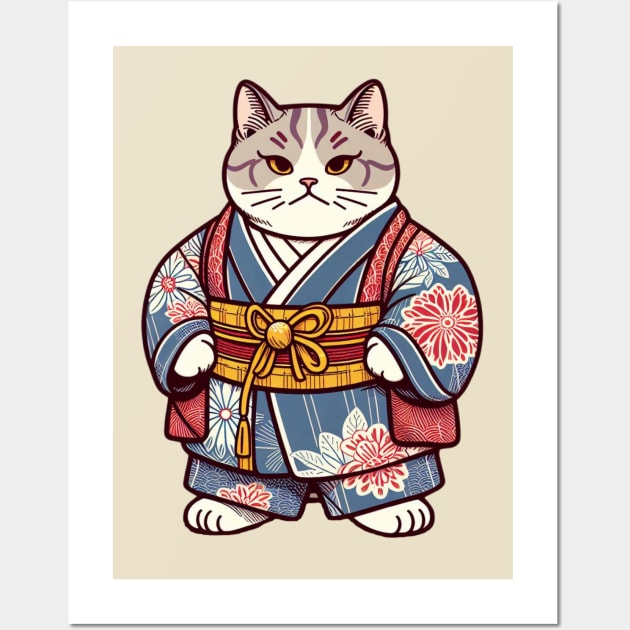 Japanese sumo cat Wall Art by Japanese Fever